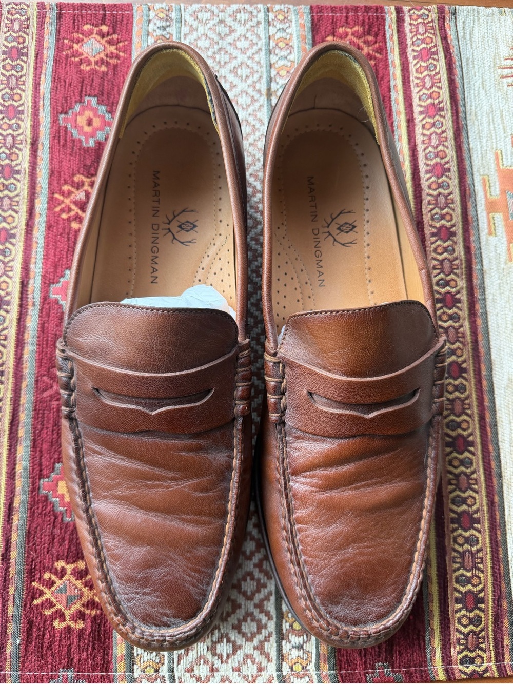 Martin Dingman Chestnut Brown Leather Penny Loafers